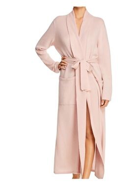 Arlotta Pale Pink Cashmere-Blend Long Robe with Tie Belt